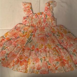 Floral Pink and Orange Kids Dress